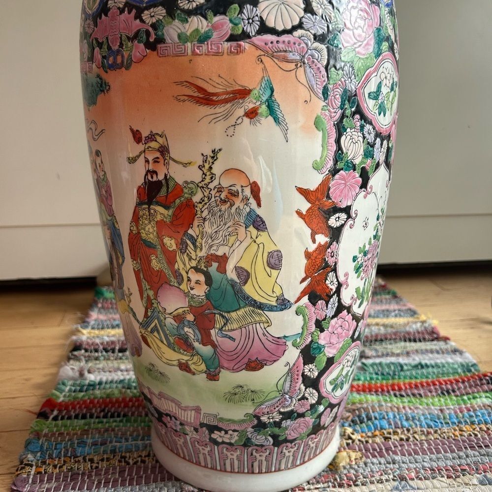 Antique 24" Chinese Famille Rose Large Porcelain Vase 24" Tall